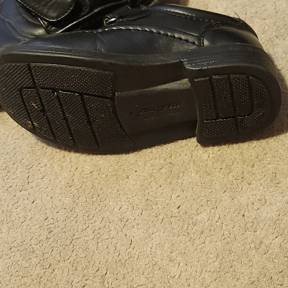 Deer Stags Lil Boys Black Dress Velcro Shoes